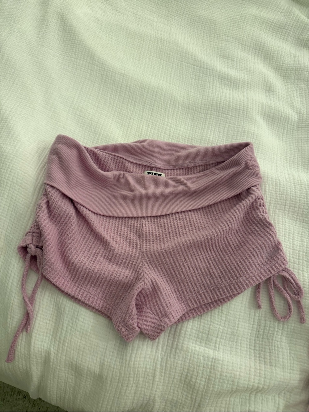PINK Victoria's Secret Lavender Waffle Knit Fold-Over Bike Shorts